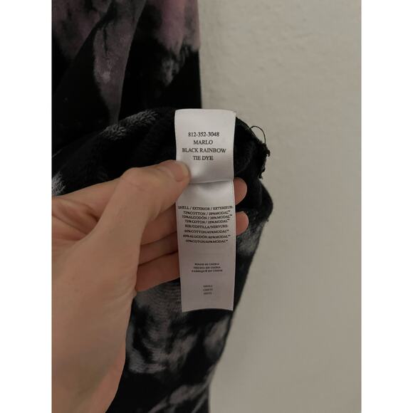 Rails Marlo Black Rainbow Tie-Dye Pullover Sweater Top S Zipper Sides edgy artsy - Picture 9 of 9